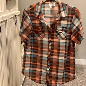 Plaid Lightweight Button Down Top